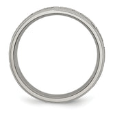 Titanium Ridged Edge Greek Key Design 6mm Satin/Polished Band